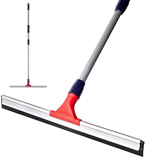DSV Standard Professional Floor Squeegee for Concrete Floor, 24' Large Heavy Duty Squeegee for Floor, Squeegee Broom for Floor with Telescopic Handle 30”–57” for Tiles, Garage, Deck, Bathroom, Window