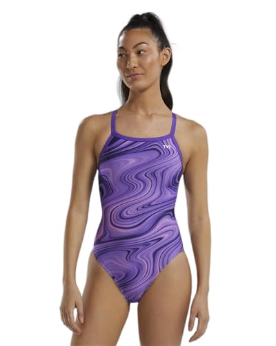 TYR Women's Durafast Elite Diamondfit Swimsuit, Purple Vitality, 36