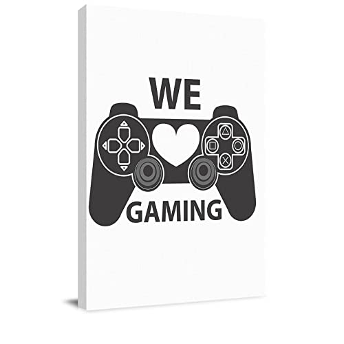 Gogobebe Canvas Wall Art Decor for Bedroom Bathroom WE Gaming Gray Gamepad Continuous Joystick Picture Print Painting,Framed Artwork for Living Room,Office20 20x28in