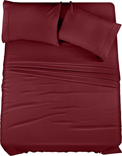 Utopia Bedding King Bed Sheets Set - 4 Piece Bedding - Brushed Microfiber - Shrinkage and Fade Resistant - Easy Care (King, Red Burgundy)