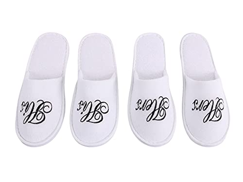 Romance Helpers His and Hers Couple Slipper Gift Set | Set of 2 White Matching Spa Hotel Bath Slippers for Couples