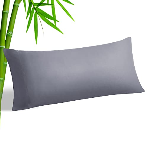 BEDELITE Body Pillow Cover, Rayon Made from Bamboo, Cooling Body Pillow Pillowcase for Hot Sleepers and Night Sweats, Breathable & Silky Soft Full Long Pillow Case Cover (Grey, 20x54 Inches)