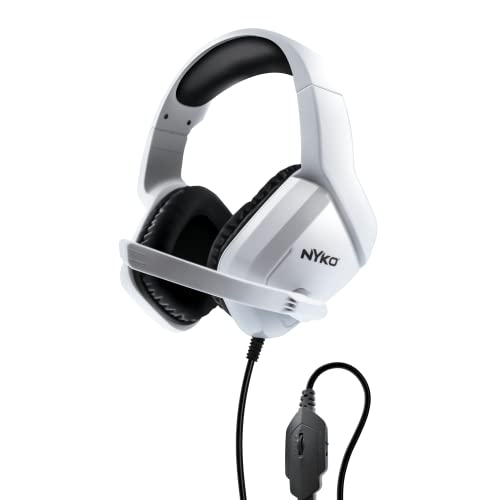 Nyko NP5-4500 Wired Headset for Playstation 5 - Lightweight Headphones w/Adjustable Microphone - Compatible w/ PS4, PS5, Nintendo Switch, Xbox One and Xbox X|S - Playstation 5 Accessories (White)
