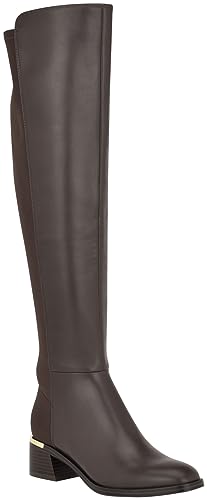 Calvin Klein Women's JOTTY Over-The-Knee Boot, Brown 201, 9