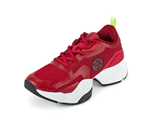 ZUMBA Workout Sneakers, Cute Non-Slip Shoes for Women Classic Air Stomp, Red, 8
