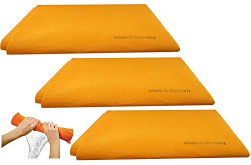 Original Germany Shammy Floor Cloth 180 Grams,Super Absorbent,20'' x 27'',Made in West Germany,100% Rayon/Viscose,Orange. (3)