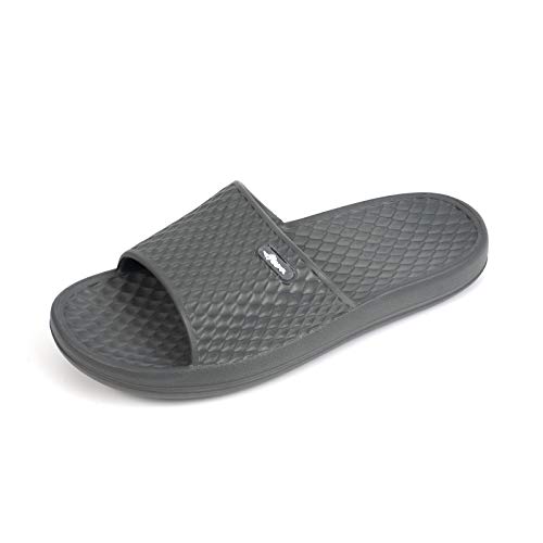 FUNKYMONKEY Womens Bathroom Shower Slippers Indoor Home Beach Non Slip Sandal (8 M US, Grey)