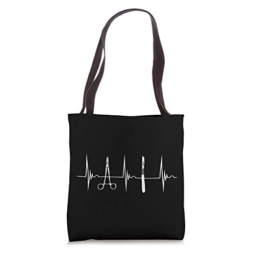 Surgical Scalpel Surgeon Heartbeat EKG Pulse Nurse Surg Tech Tote Bag