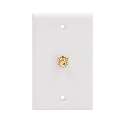 VCE RCA Wall Plate(UL Listed), 1-Port Keystone Wall Plate with Female to Female RCA Keystone Jack Insert for Subwoofer Audio Port, White