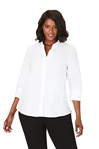 Foxcroft Women's Plus-Size Paige Essential Non Iron Blouse, White, 20