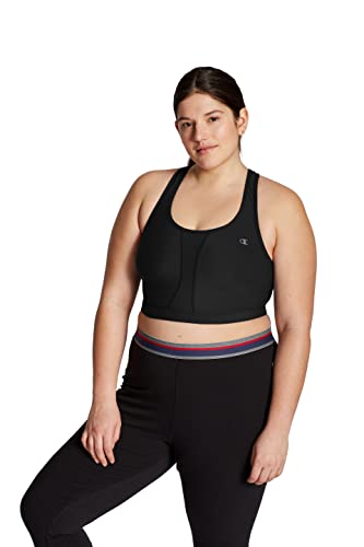 Champion Plus-Size Vented Compression Sports Bra, Black, 3X Large