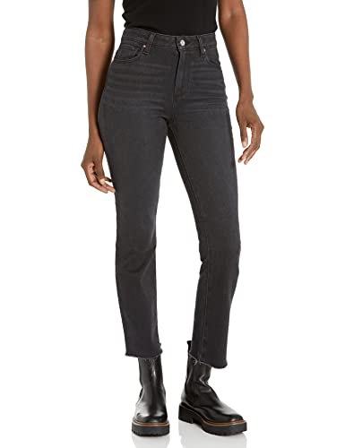 PAIGE Women's Cindy w/raw Hem high Rise Straight Leg Vintage in Black Lotus, 28