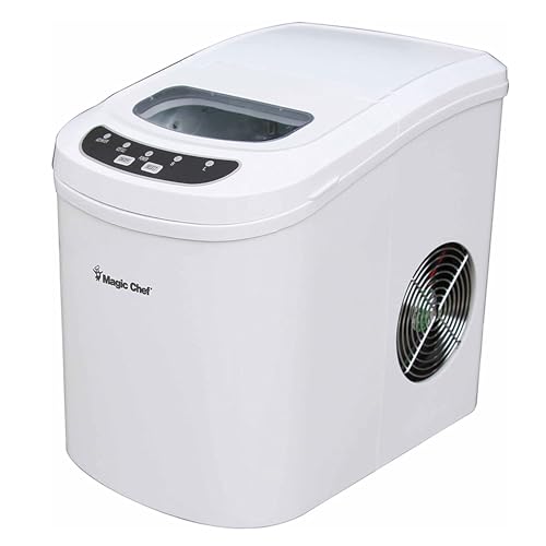 Magic Chef MCIM22W Portable Countertop Ice Cube Maker Machine w/Removable Basket & Scooper Making 27 Pounds per Day for Home Table Top Counter, White