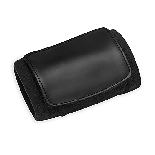 FLEXX ID TREKK Wearable Wallet with ID Badge Holder for Quick Hands-Free Access - 3 Card Slots, Zipper Pocket - Secure, Stylish, and Compact - Ideal for Sports and Travel - Smooth Leather (Black)