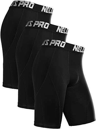 NELEUS Men's 3 Pack Sport Running Compression Shorts,6012,Black,US M,EU L