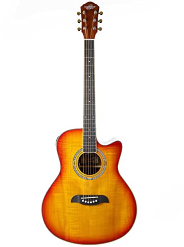 Oscar Schmidt OA10CE Mini Auditorium Acoustic-Electric Cutaway Guitar - Spalted Maple