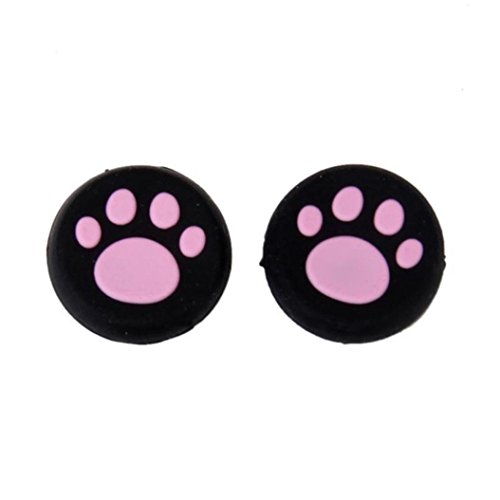 Clearance ! ღ Ninasill ღ Exclusive 1 Pairs Cat's Paw Silicone Gel Thumb Grips Caps For Nintendo Switch Controller (Pink)