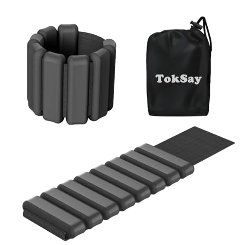 Wearable Wrist & Ankle Weights Set of 2 (1 LB Each) - Silicone Bracelet Wrist Bangles for Men Women, Workout Resistance Weights for Exercise,Jogging,Yoga,Gym,Strength Training (Black)