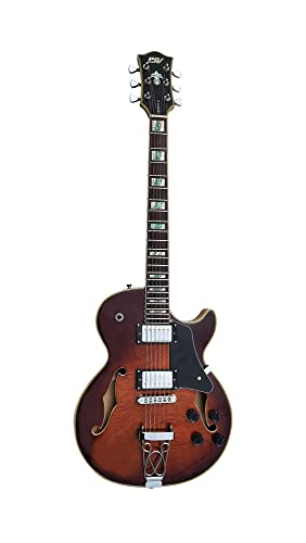 IYV IJZ-300 TSB Jazz Solid hollow-Body Electric Guitar, Tobacco Sunburst
