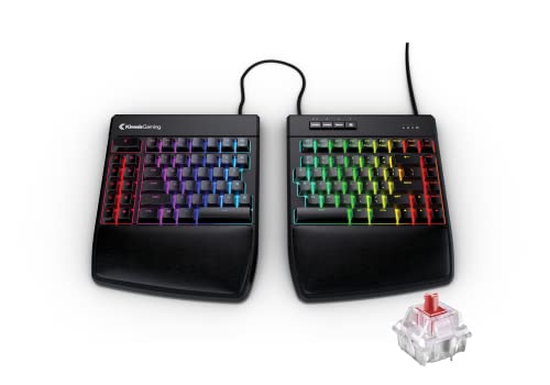 KINESIS Gaming Freestyle Edge RGB Split Mechanical Keyboard | Cherry MX Linear Red Switches | RGB | Ergonomic | Detachable Palm Support | Fully Programmable | TKL | Available Tenting