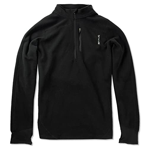 Hot Chillys Men's La Montana Zip-T Heavyweight Active Fit Base Layer - Black/Black, Large