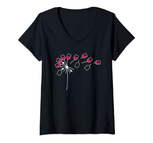 Womens Wine Glasses Dandelion Wine Lover V-Neck T-Shirt