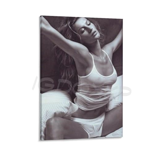 SUKWA Supermodel Gisele Bundchen Poster Canvas Painting Posters 4 Canvas Poster Wall Art Decor Print Picture Paintings for Living Room Bedroom Decoration Frame-style 20x30inch(50x75cm)