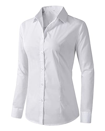 Women's Formal Work Wear White Simple Shirt (225 White, XL)