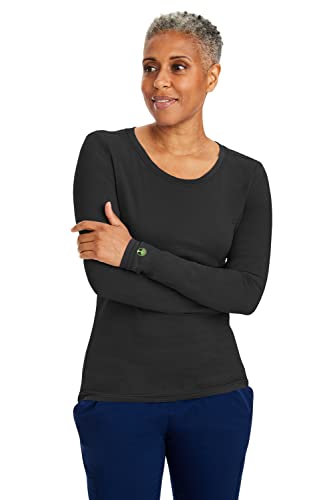 healing hands Under Scrubs for Women Long Sleeve Knits Women’s Medical Scrub Tee 5047 Melissa Underscrubs Black S