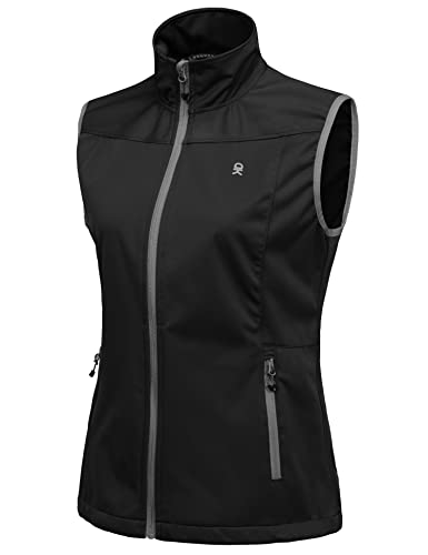 Little Donkey Andy Women's Lightweight Softshell Vest, Windproof Sleeveless Jacket for Running Hiking Travel, Black M