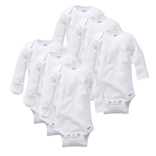 Gerber Unisex Baby Multi-Pack Long-Sleeve Onesies Bodysuit Mitten Cuff Sizes 6-Pack Mitten Cuff 0-3 Months