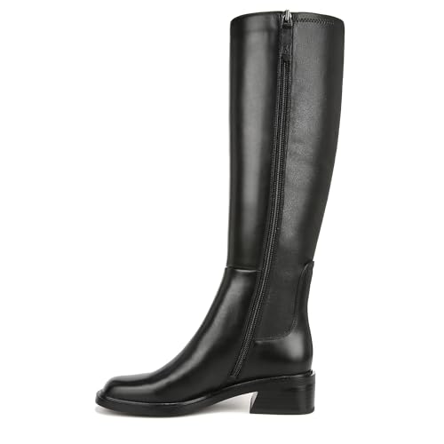 Franco Sarto Womens Giselle Wide Calf Flat Tall Boot Black Stretch Leather 7.5 M