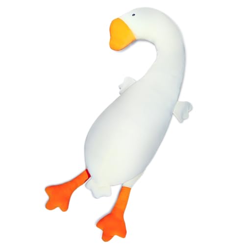 White Goose Contour Swan Body Pillow, 60” Long Soft U-Shaped Body Pillow for Side Sleepers, Cute Stuffed Animal Pillows for Adults and Kids as Birthday Gift, Pregnancy Pillow with Removable Cover
