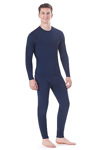 Rocky Thermal Underwear for Men (Long Johns Thermals Set) Shirt & Pants, Base Layer (Navy - Standard Weight/Large)