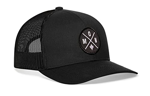HAKA MON City Trucker Hat, Montreal Hat for Men & Women, Adjustable Baseball Hat, Mesh Snapback, Sturdy Outdoor Black Golf Hat(Black)