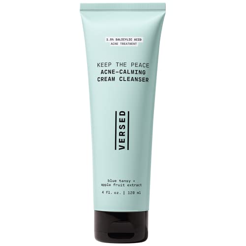 Versed Keep The Peace Acne-Calming Cream Cleanser - Gentle, Non-Drying Foaming Cleanser with Salicylic Acid - Daily Face Wash Helps Reduce Blemishes Without Stripping Skin - Vegan (4 fl oz)