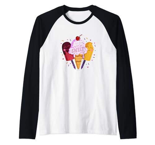 Crayola Life Is Sweet Ice Cream & Popsicles With Sprinkles Raglan Baseball Tee