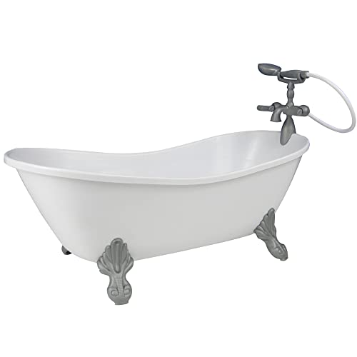 Sophia's Classic White Clawfoot Bathtub with Handheld Shower Head and Faucet Furniture Set for 18' Dolls, White/Silver