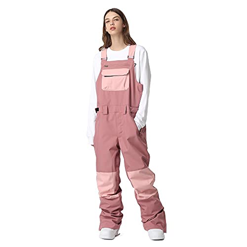 SEARIPE Women and Mens Snow Bibs Adjustable Overalls Pants Wear-resistant Bib Hiking Climbing Insulated Ski Pants(Rose,M)