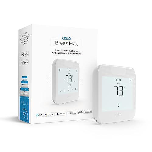Cielo Breez Max | Smart AC Controller | WiFi Thermostat for Mini-Split, Window, Portable ACS/Heat Pumps | AI-Based Tech | Free App, No Subscriptions | Alexa, Google, Siri Shortcuts, IFTTT (White)
