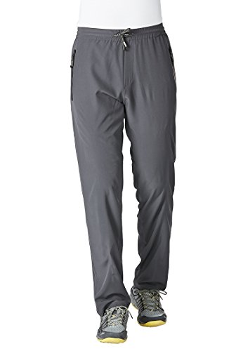 Rdruko Men's Sweat Pants Lightweight Casual Workout Gym Jogger Hiking Track Sports Athletic with Zipper Pockets(Dark Grey, US M)