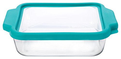 Anchor Hocking 8 In Sq Oven Basics Cake W/Teal Truefit Lid (2)