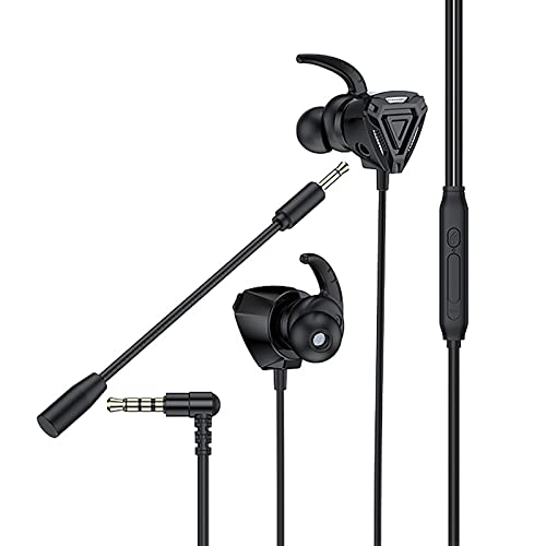 Boddenly D08 3.5mm Earhook Gaming Stereo Mic in-Ear Dual Mic Remote Headphones Wired Wired Headse Mixing Bowls with Lids (Black, One Size)