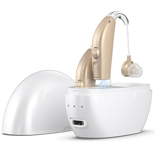 Hearing Aids Amplifiers for Seniors Rechargeable with Noise Cancelling-Hearing Aid Loss Amplifier Seniors,Adults Charging Case&Volume Control(1 Pair)