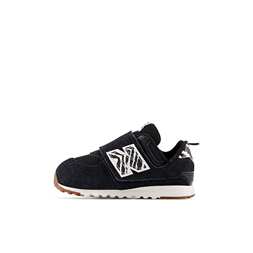 New Balance Girls 574 New-B V1 Animal Hook and Loop Sneaker, Black/White, 6 Toddler