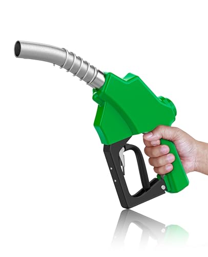1'NPT Green Automatic Fuel Nozzle, Auto Shut-Off Fuel Nozzle, Aluminum Alloy Nozzle Max Flow Rate 30 GPM, 19/16' (OD=30mm) Spout Car Fuel Filling Nozzle Used for Diesel Petrol Gasoline Kerosene