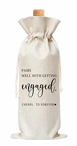 Engegement Wine Gift Bag, Wine Bag for Getting Married, Engagement, Bride and Groom, Couples, Her, Him, Wedding, Save the Date Wedding, 1 Pc Burlap Wine Bottle Cover Bag (a15)