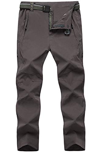 TBMPOY Men's Quick Dry Ripstop Belted Mountain Fishing Cargo Work Pants Thin Brown M