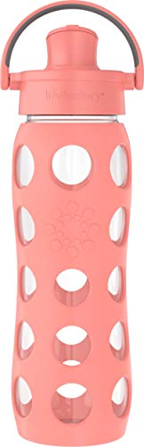 Lifefactory 22-Ounce Glass Water Bottle with Active Flip Cap and Protective Silicone Sleeve, Cantaloupe, 22oz