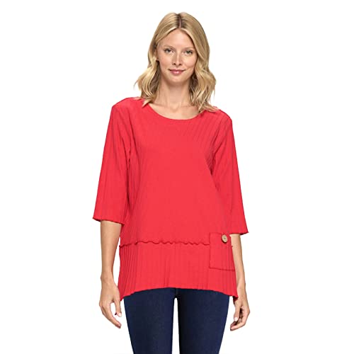 Focus Cotton Ribbed Pocket Tunic - CS303 Red